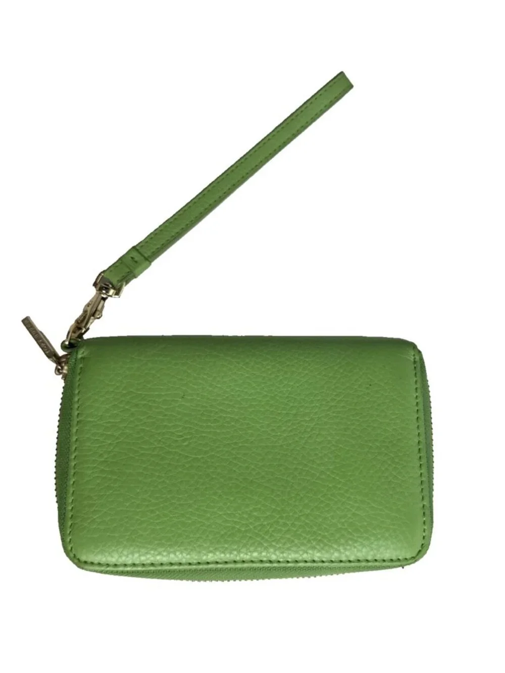 Tory Burch Green Zip-Around Wristlet Womens Wallet with Logo & Credit Card